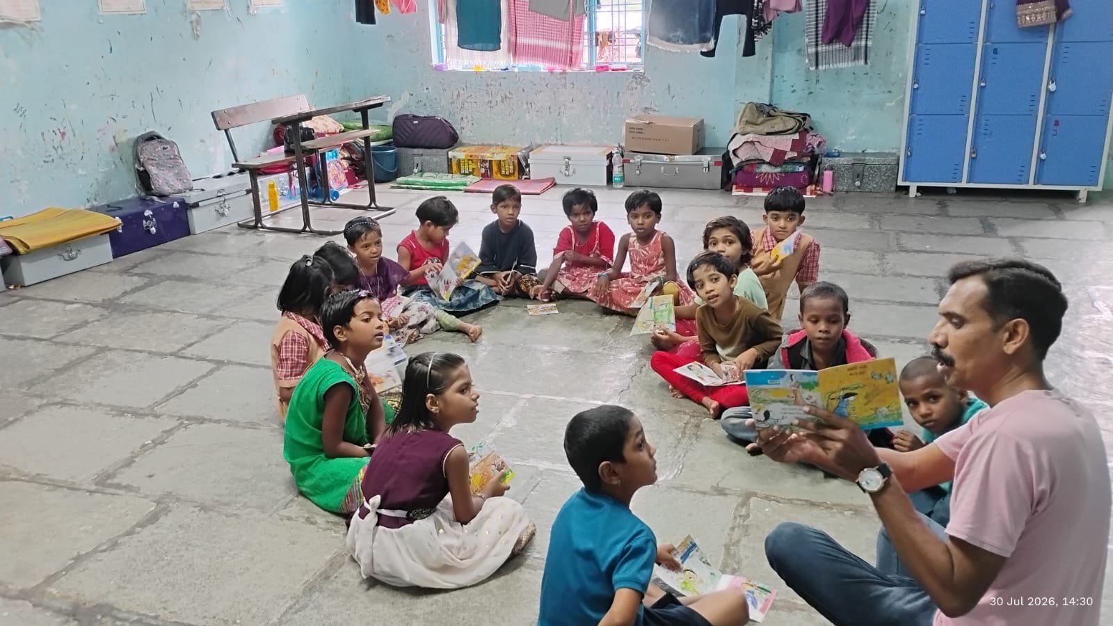 Children taking part in a reading circle